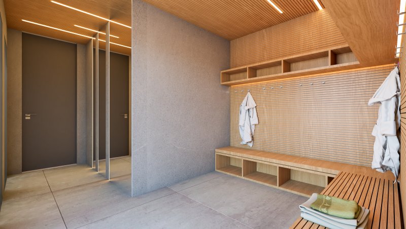 vizualizace interiér - šatna wellness 